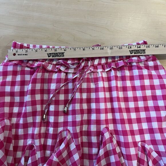 Pink and White Gingham Skort Size Large, Pleated ruffles, Elastic Waist NWT - Picture 7 of 8